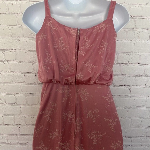 Vintage 1970's Lorrie Deb Union Label Pink Long Floral Zip Formal Dress - 7/8 - Picture 10 of 12